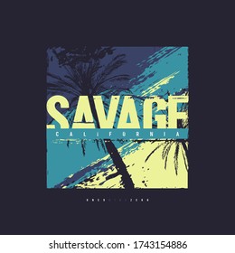 Savage California Vektor Grafik T-Shirt Design, Poster, Druck.