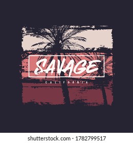 Savage California vector t-shirt design, poster, print.