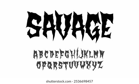 savage dark alphabet vector set, letter typography print, bold vintage scary typeface. Rock poster sign, graffiti, hardcore letters