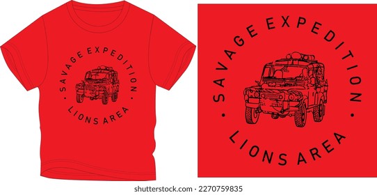 savage expedition lions area jeep Graphic design vector