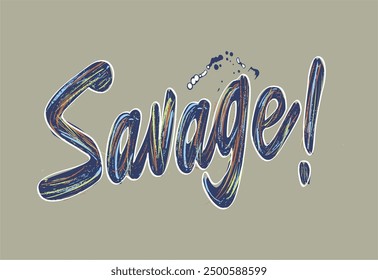 Savage Schriftgraffiti mit Overspray in Colorful. Vektorgrafik.