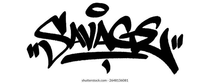 Marca de grafite selvagem em spray preto com textura de gotejamento. Fundo transparente. Pura agressão e dominação no design masculino urbano.