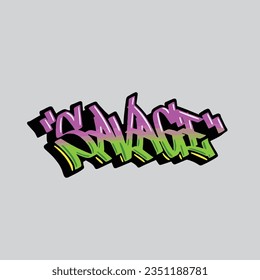graffiti salvaje vectorial etiquetando letra palabra texto arte callejero
