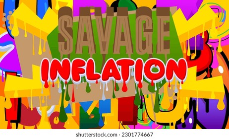 Inflación salvaje. Etiqueta de graffiti. Resumen de la decoración de arte callejero moderno con un estilo de pintura urbano.