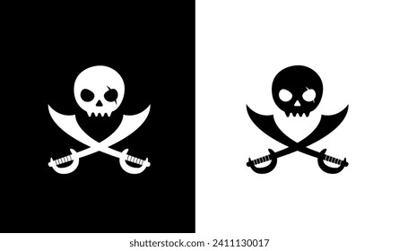 Savage Pirates Logo on Black and White Background Vector Illustration