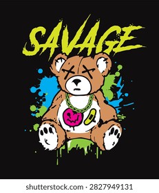 Savage Punk Teddy Bear Neon