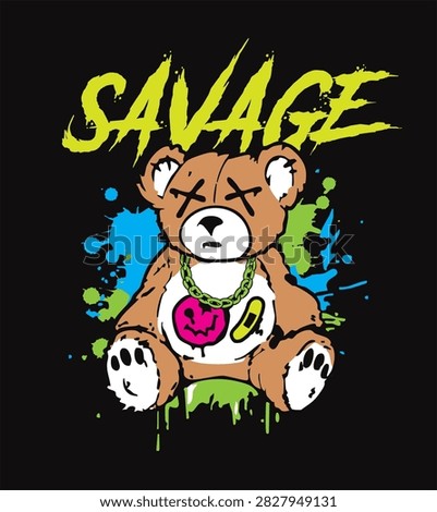 Savage Punk Teddy Bear Neon