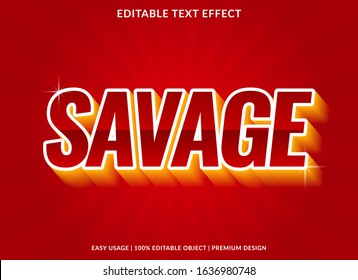 savage text effect template with 3d bold type style and retro concept use for achievement sticker and logotype 