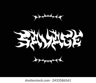 SAVAGE Text Tribal Metall Hardcore Typografie Illustration Vektor Clip Art Poster, T-Shirt Element Print Art editierbar