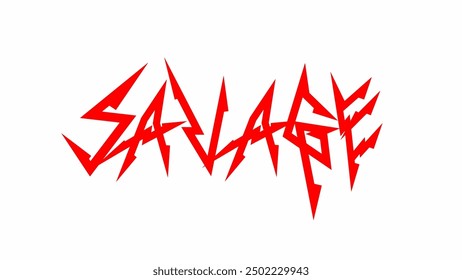 SAVAGE Text-Typografie mit steifem Touch, zum Bedrucken von Metall-T-Shirts, Rock n Roll-Musik, Aufkleber, Plakat-Schriftdesign