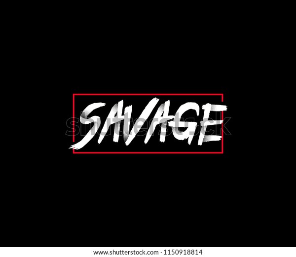 Savage Typography Dots Brush Grunge Tee Stock Vector (Royalty Free ...