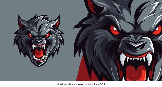 Savage Werewolf Logo: Captivating Vector Graphic for Intense Sport and E-Sport Teams