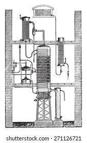 Savalle column, vintage engraved illustration. Industrial encyclopedia E.-O. Lami - 1875. 