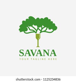 Savana Drink Natural Green Minimalist Silhouette Logo Template