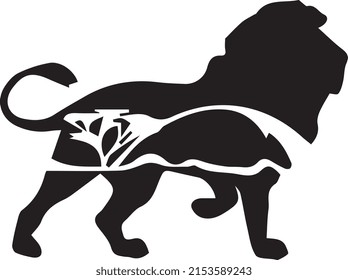  león de savana cortado arte vectorial