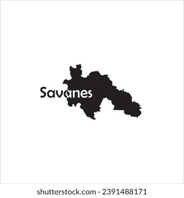 Savanes map and black lettering design on white background