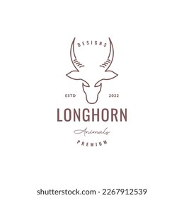 savanna animal deer long horn herbivore hipster lines art logo design vector icon illustration