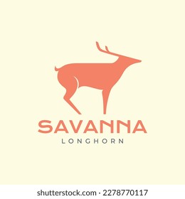 savanna animal forest wildlife herbivore deer long horn modern isolated logo design design