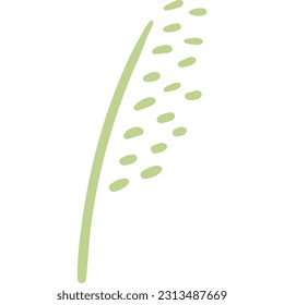 Savanna grass with small leaves hand drawn illustration. Flat style design, isolated vector. Savanna landscape, grassland plant, flora, botanical, scene creator element