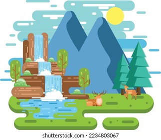 Savanna illustration with flat design