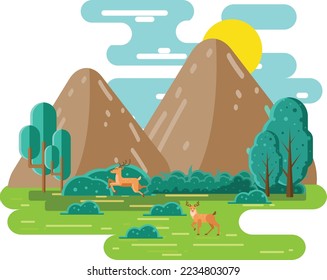 Savanna illustration with flat design