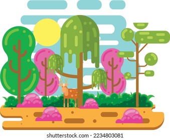 Savanna illustration with flat design
