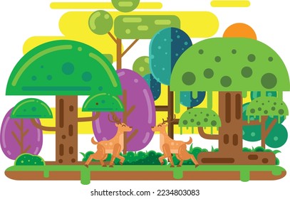 Savanna illustration with flat design