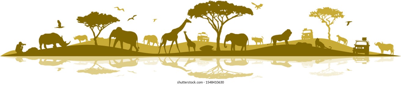 Savanna Landscape Africa Vector Silhouette