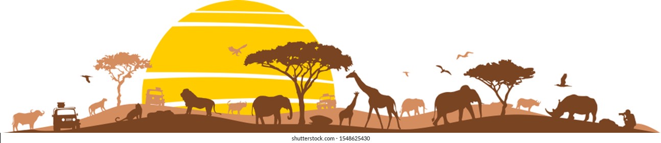 Savanna Landscape Skyline Vector Silhouette