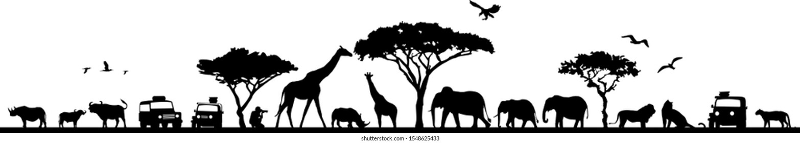 Savanna Landscape Skyline Vector Silhouette Stock Vector (Royalty Free ...