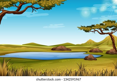 A savanna nature scene illustration