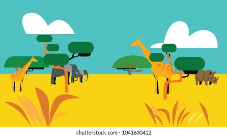 Savanna nature vector illustration landscape outdoor