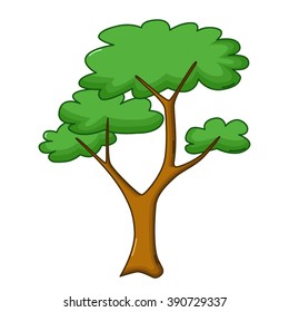 Savanna tree icon in cartoon style isolated on white background