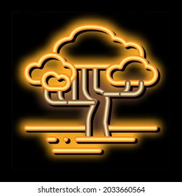 Savanna Tree neon light sign vector. Glowing bright icon Savanna Tree sign. transparent symbol illustration