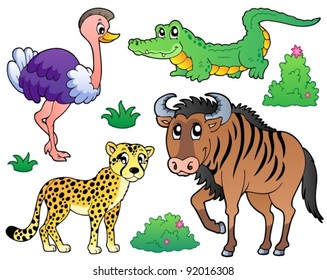 Savannah animals collection 2 - vector illustration.