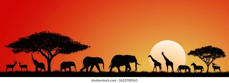 Savannah animals in wild nature