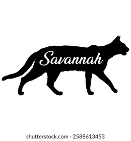 Savannah cat silhouette, cat, cat breeds, logo, vector, silhouette,  animal, illustration, icon, sign, design, black, symbol, pet, love
