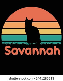 Savannah cat sunset T-shirt design