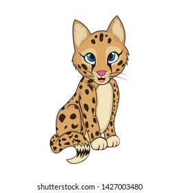 Savannah Cat, vector cartoon illustration