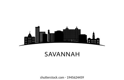 Savannah City Skyline Black Cityscape Isolated Stock Vector (Royalty ...