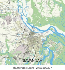 Savannah, Georgia, United States map poster art