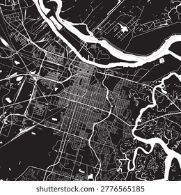 Savannah Georgia Vector Map, Detailed City Street Map Black and White Minimalist Line Art