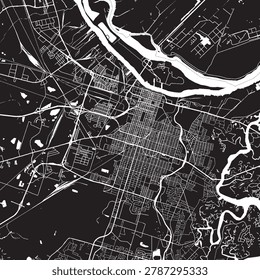 Savannah Georgia Vector Map, Detailed City Street Map Black and White Minimalist Line Art