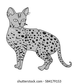 Savannah icon in monochrome style isolated on white background. Cat breeds symbol stock vector illustration.