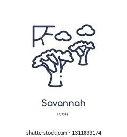 savannah icon from nature outline collection. Thin line savannah icon isolated on white background.