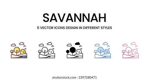 Savannah icons set vector illustration. vector stock,
