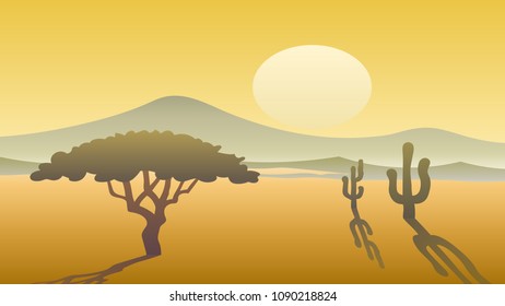 savannah illustration. flat design background.