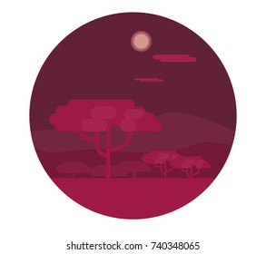 Savannah landscape background vector illustration