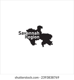 Savannah Region map and black lettering design on white background