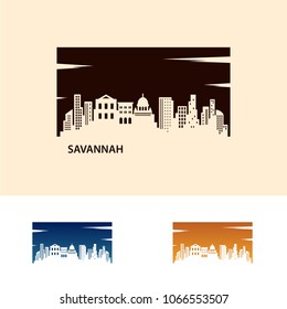 Savannah Skyline City Logo Vector